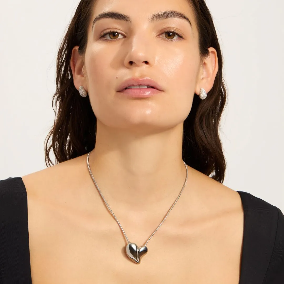 Tarnish Resistant Oversized Puffy Heart Necklace