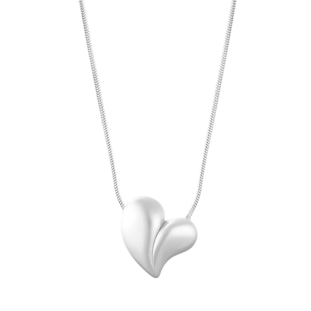 Tarnish Resistant Oversized Puffy Heart Necklace