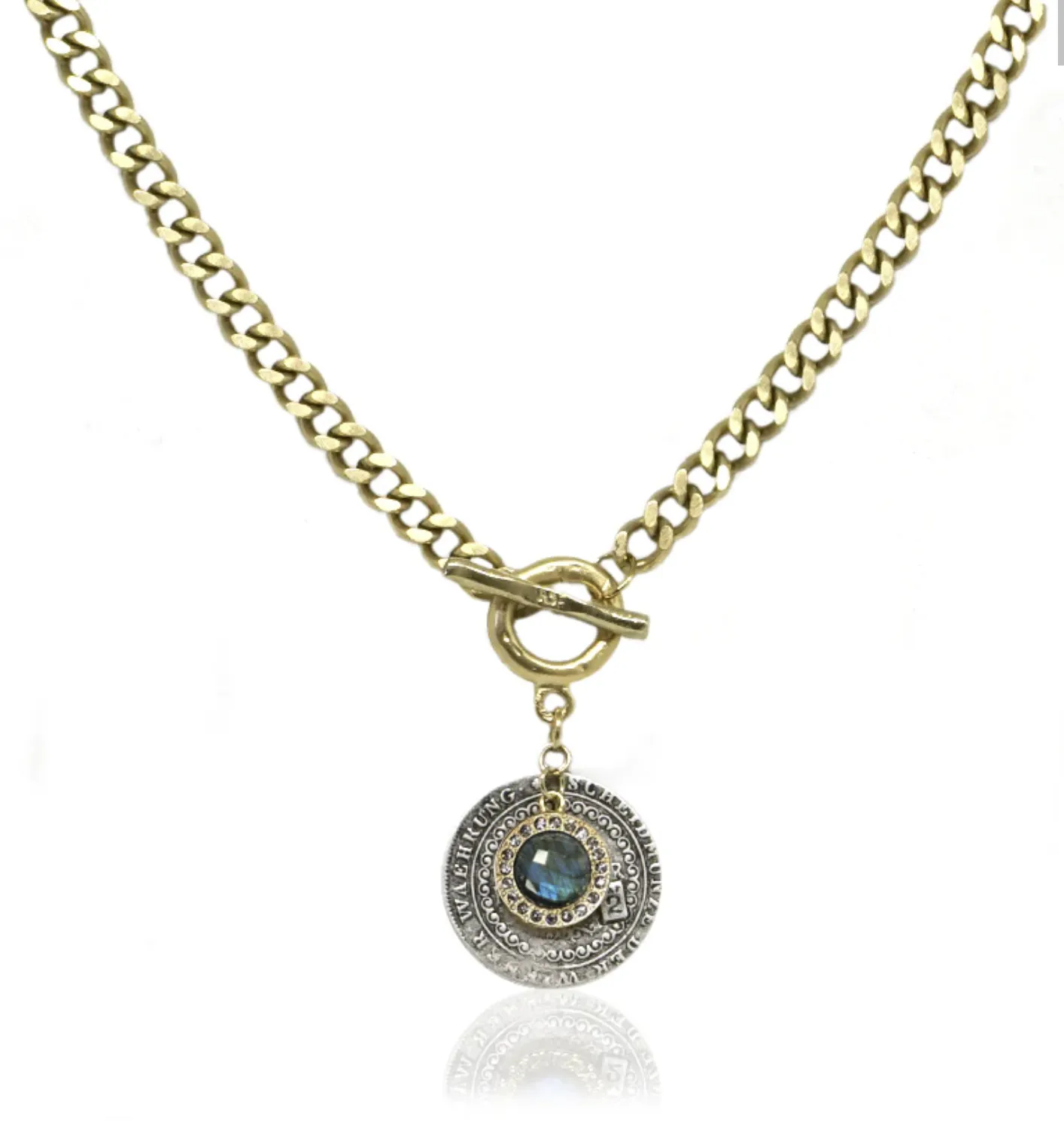 Tat2 Designs GOLD TOGGLE GEORGE LL LABRADORITE CHARM NECKLACE