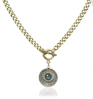 Tat2 Designs GOLD TOGGLE GEORGE LL LABRADORITE CHARM NECKLACE