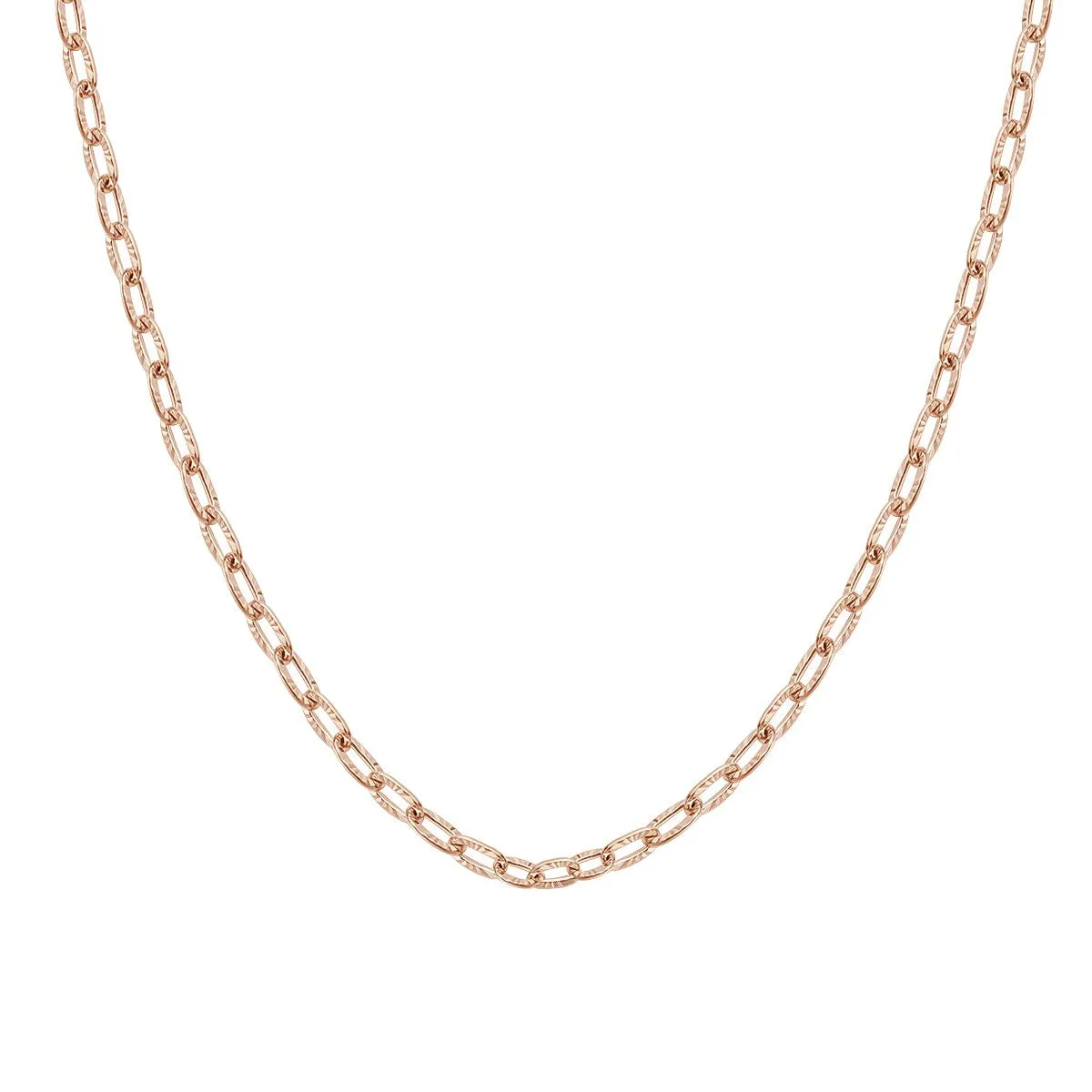 Textured Link Chain Necklace Rose Gold