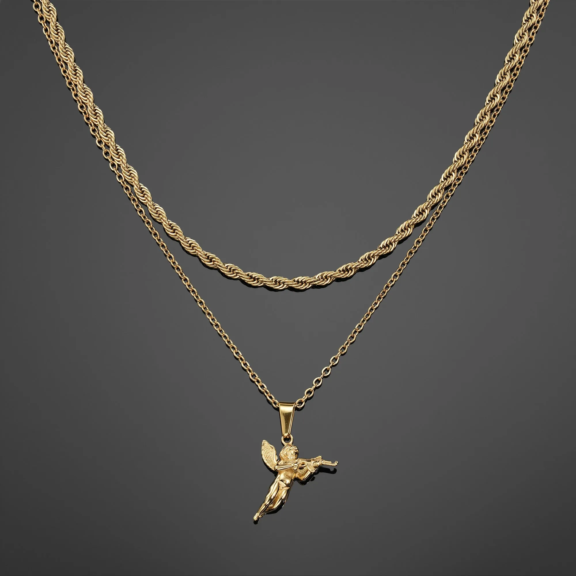 The Gangster Cupid Pendant Set - Gold RG1014G