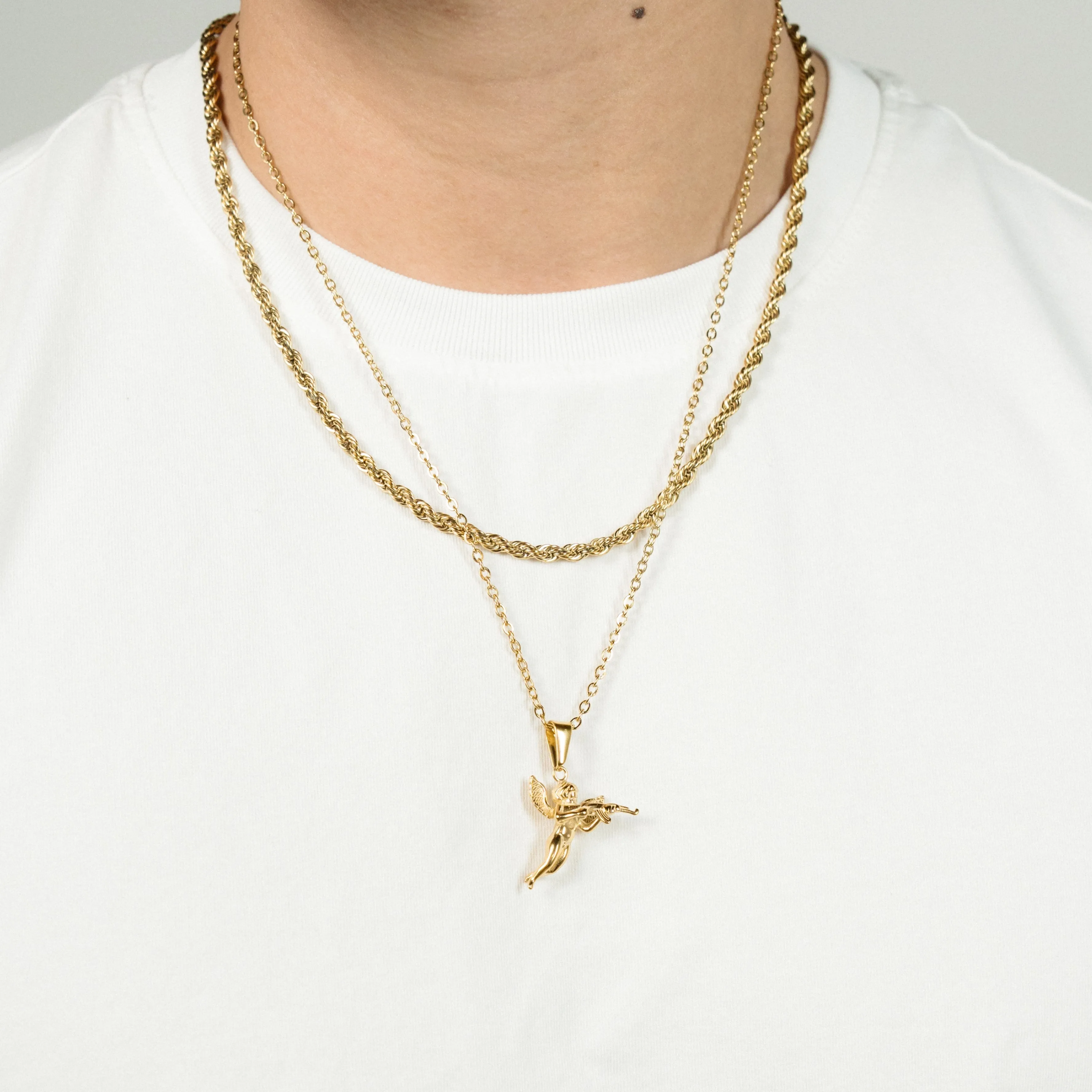 The Gangster Cupid Pendant Set - Gold RG1014G