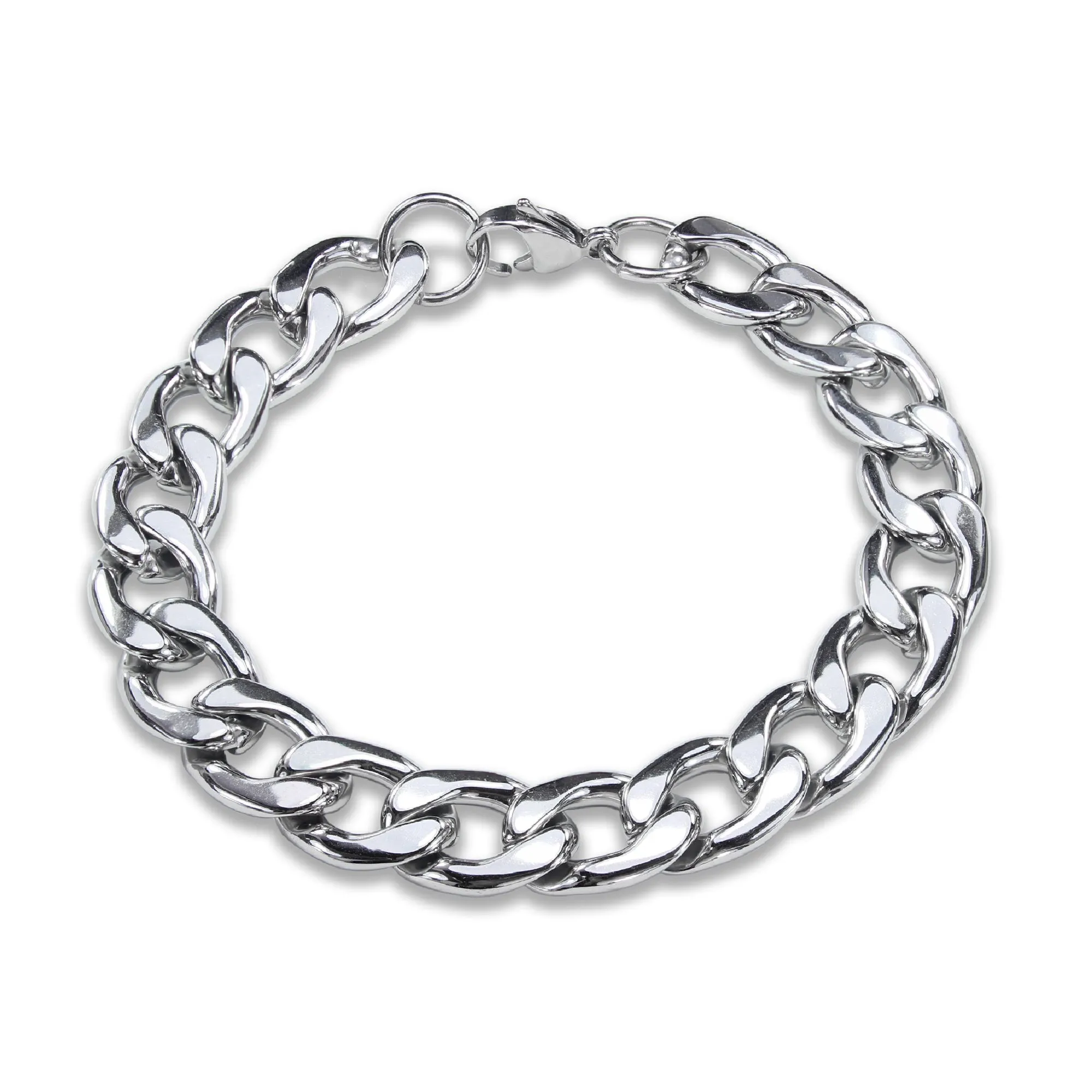 Thick Curb Chain Bracelet (Silver-Plated)