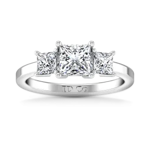 Three Stone Engagement Ring Adonna 14K White Gold