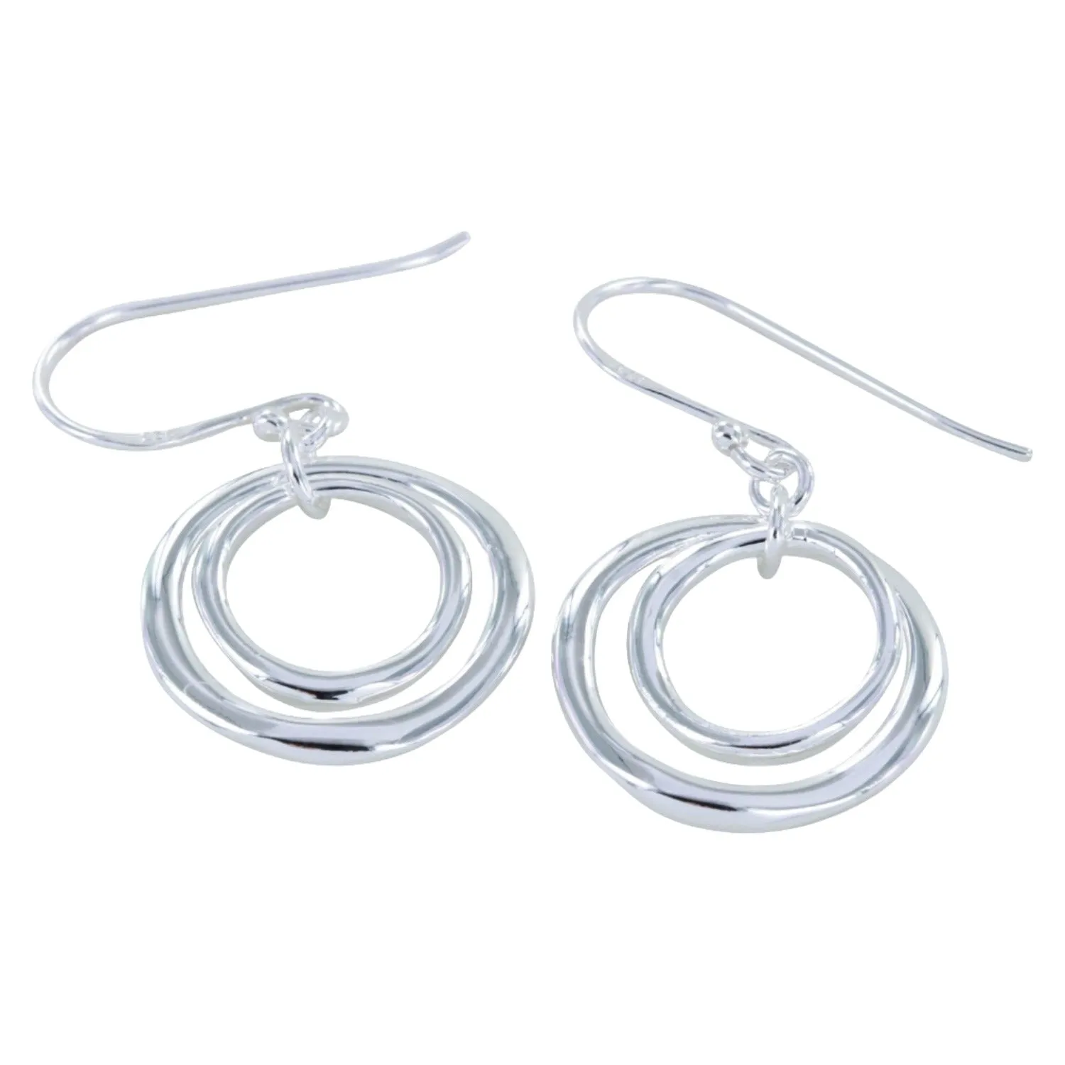 Two Ring Sterling Silver Hook Earrings