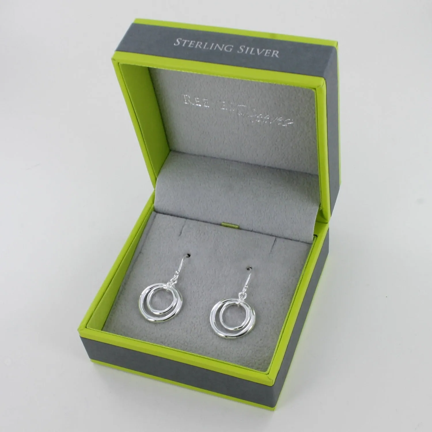 Two Ring Sterling Silver Hook Earrings