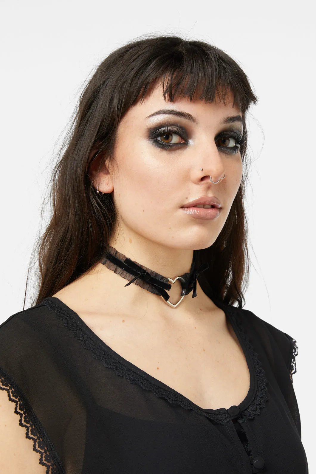 Velvet Bow Heart Choker