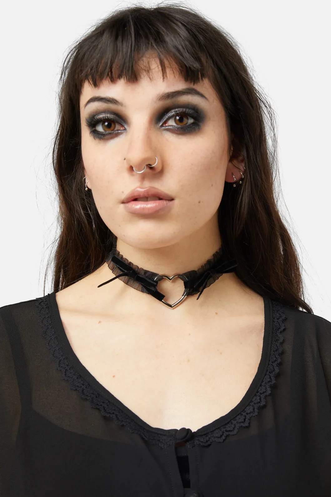 Velvet Bow Heart Choker