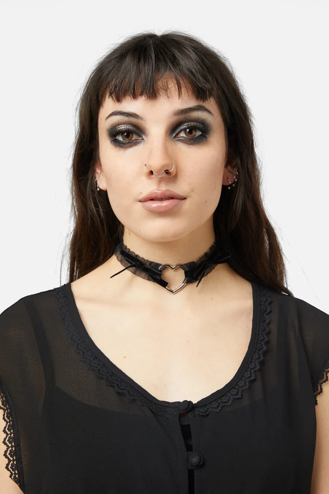 Velvet Bow Heart Choker