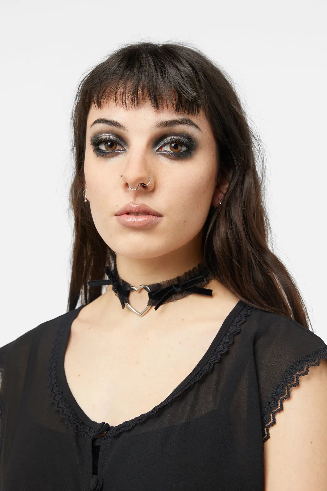 Velvet Bow Heart Choker