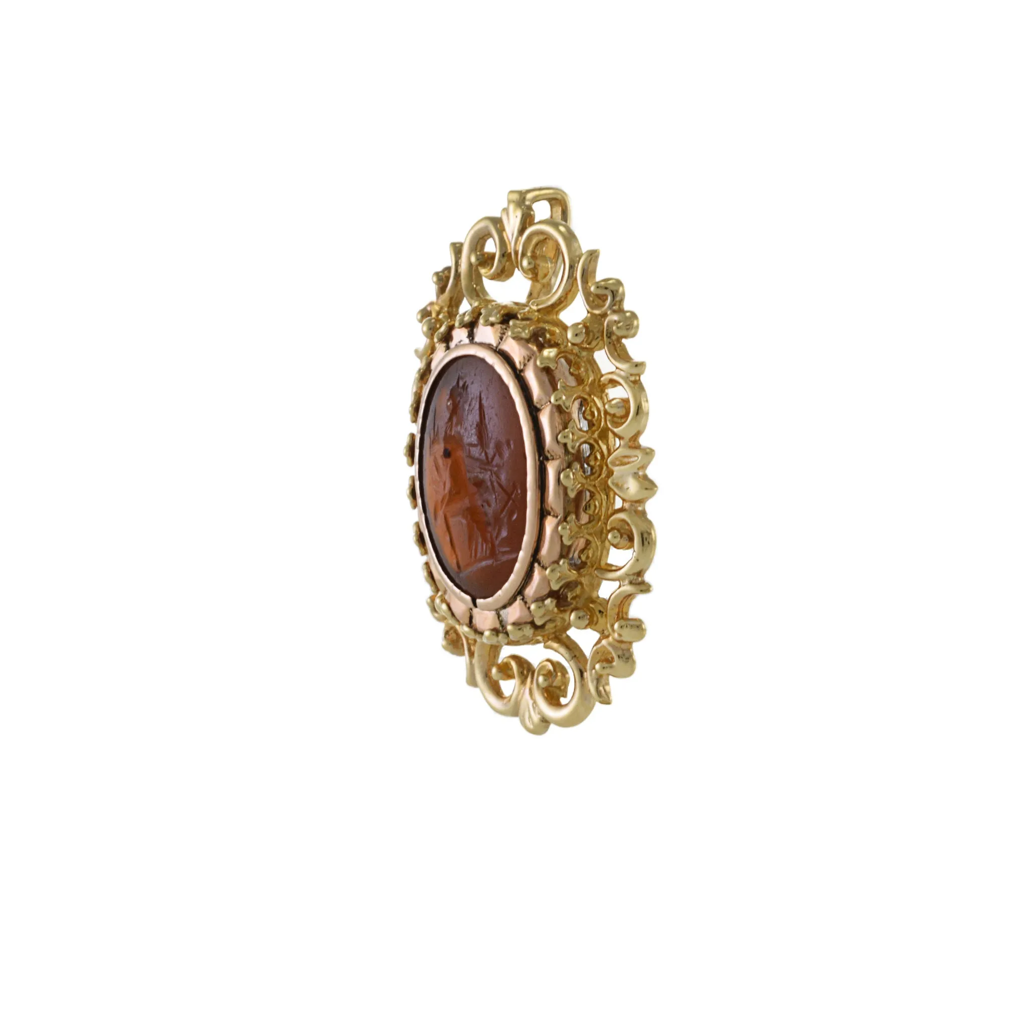 Victorian Era 14KT Yellow Gold Carnelian Intaglio Pendant