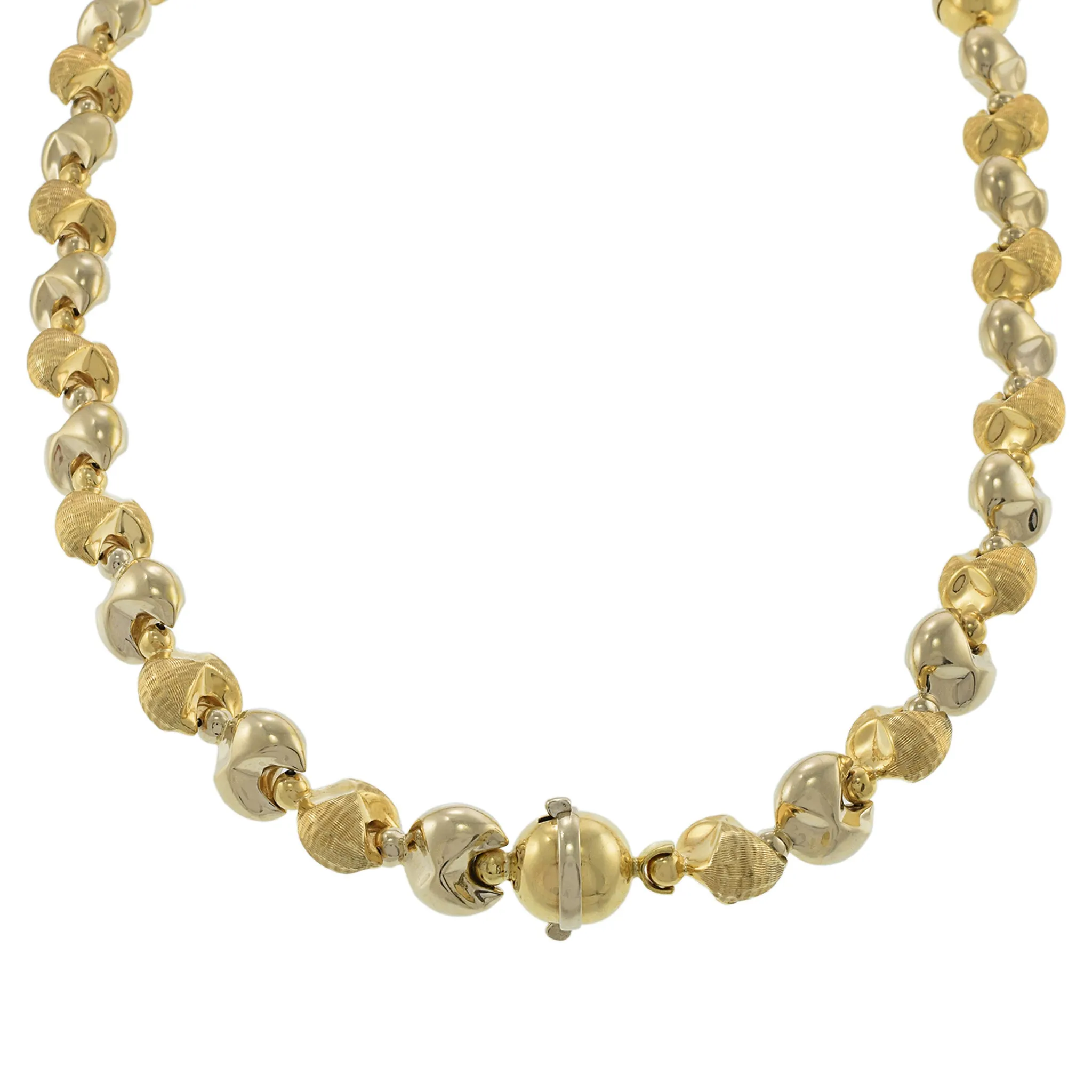 Vintage Retro 14KT Yellow Gold Italian Ball Link Necklace with Removable Bracelet