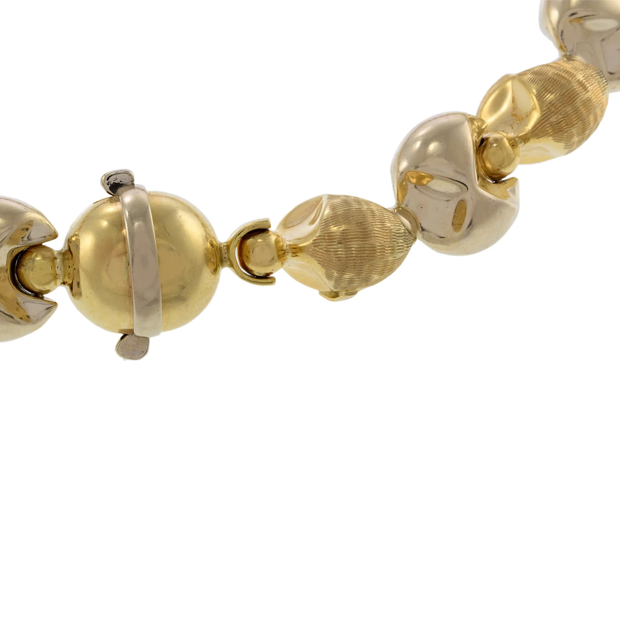 Vintage Retro 14KT Yellow Gold Italian Ball Link Necklace with Removable Bracelet