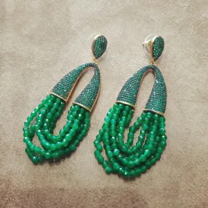 Waterfall Chandelier Emerald Green pave earrings