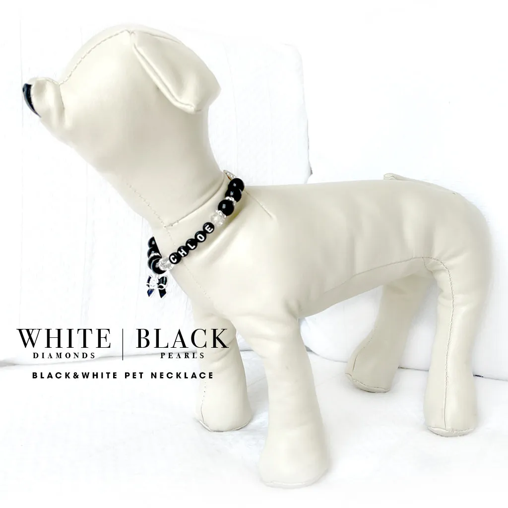 White & Black Bow Personalized Pet Necklace Luxury Pet Jewelry