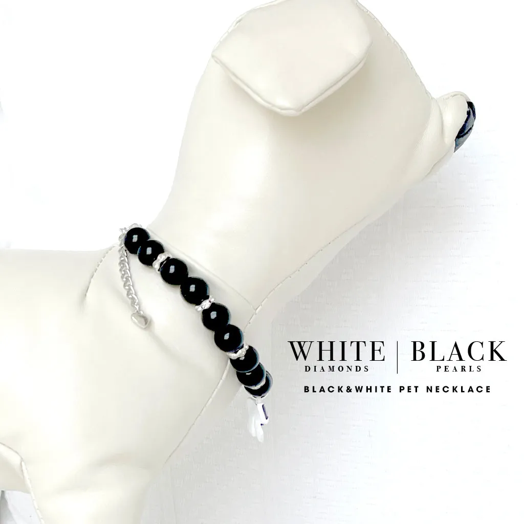 White & Black Bow Personalized Pet Necklace Luxury Pet Jewelry