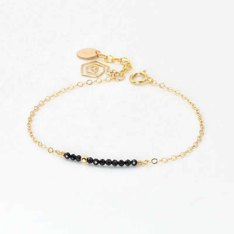 Womens Spinel Beaded Bracelets 14K Gold Charm Bracelets for Women