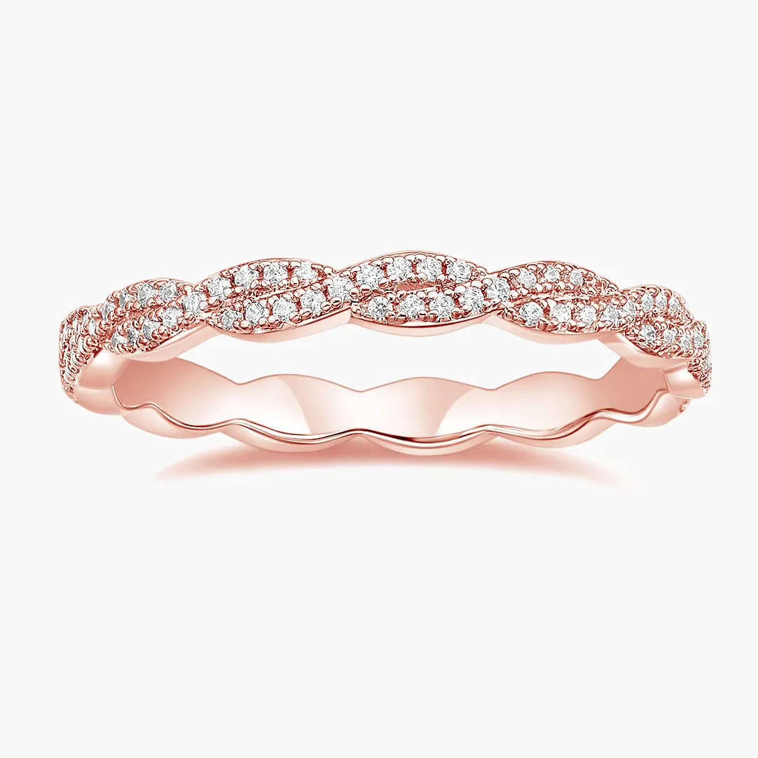 Woven Twisted Ribbon Pavé Eternity Wedding Ring