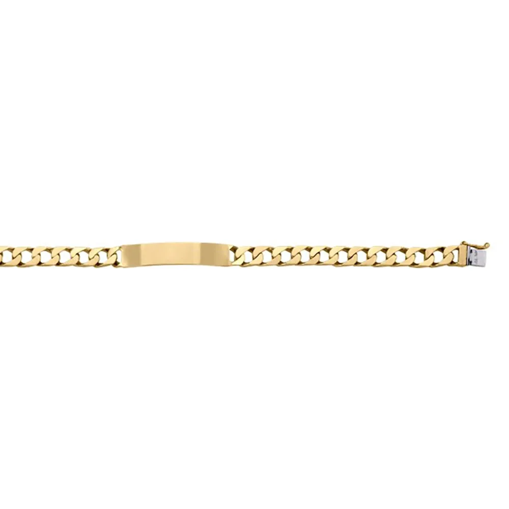 Yellow Gold Solid Chain Link ID Bracelet