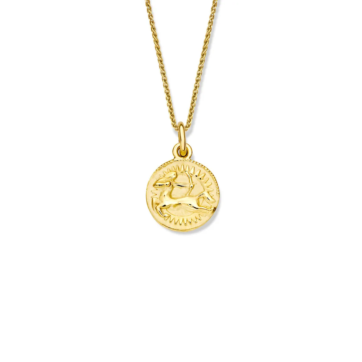 Zodiac Sagittarius Necklace Pendant Yellow Gold